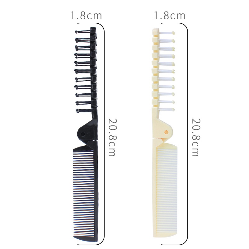 1pc Sisir Rambut Lipat Portable Anti Statis Kepala Ganda