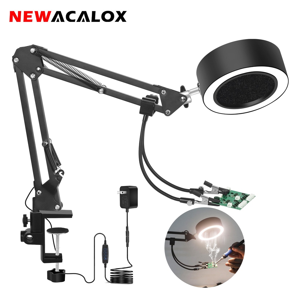 PREORDER NEWACALOX Perangkat Solder Besi Las Merokok Kipas Pembuangan EU/US Plug 48 SMD Lampu LED Ba