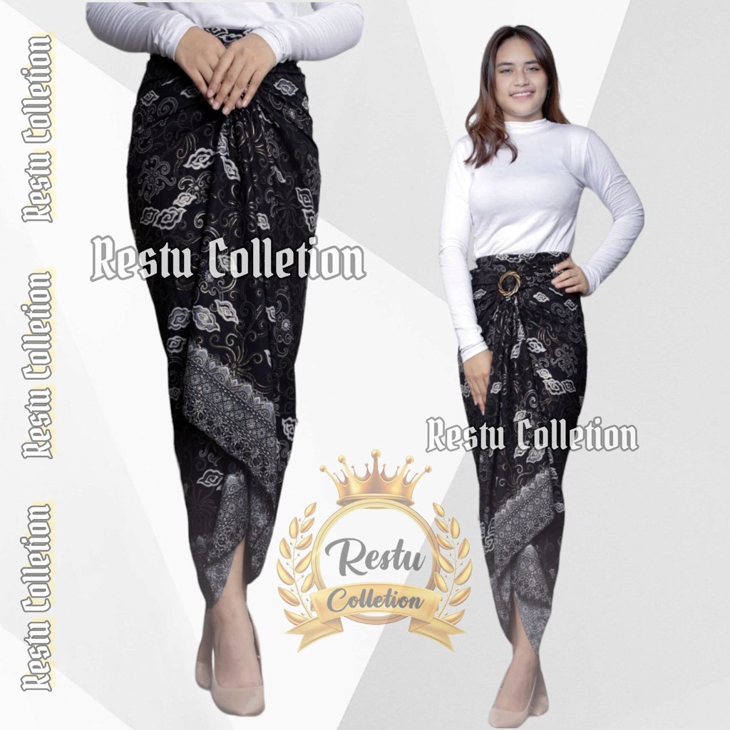 Rok Lilit Warp Skirt Serut Songket Jumputan Batik Panjang Wanita Bawahan Kebaya Kondangan Nikahan Wisuda Modern Tunangan Cewek Bahan Sutra HQ Premium All Size Motif Aurel Gold Bestseller