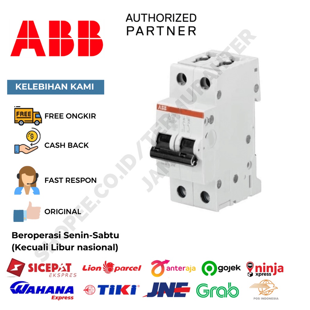 ORIGINAL ABB MCB 2P 50A 6KA S202-C50 2CDS252001R0504