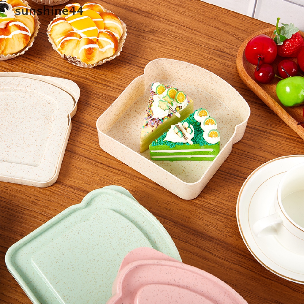 Sunshine 1PC Kotak Makan Siang / Sandwich Bahan Plastik Dengan Tutup Dapat Dipakai Ulang