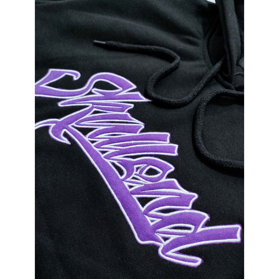 SKULLEND - Jaket Sweater Pullover Hoodie Hitam Unisex Motif Bordir Bahan Cotton Fleece