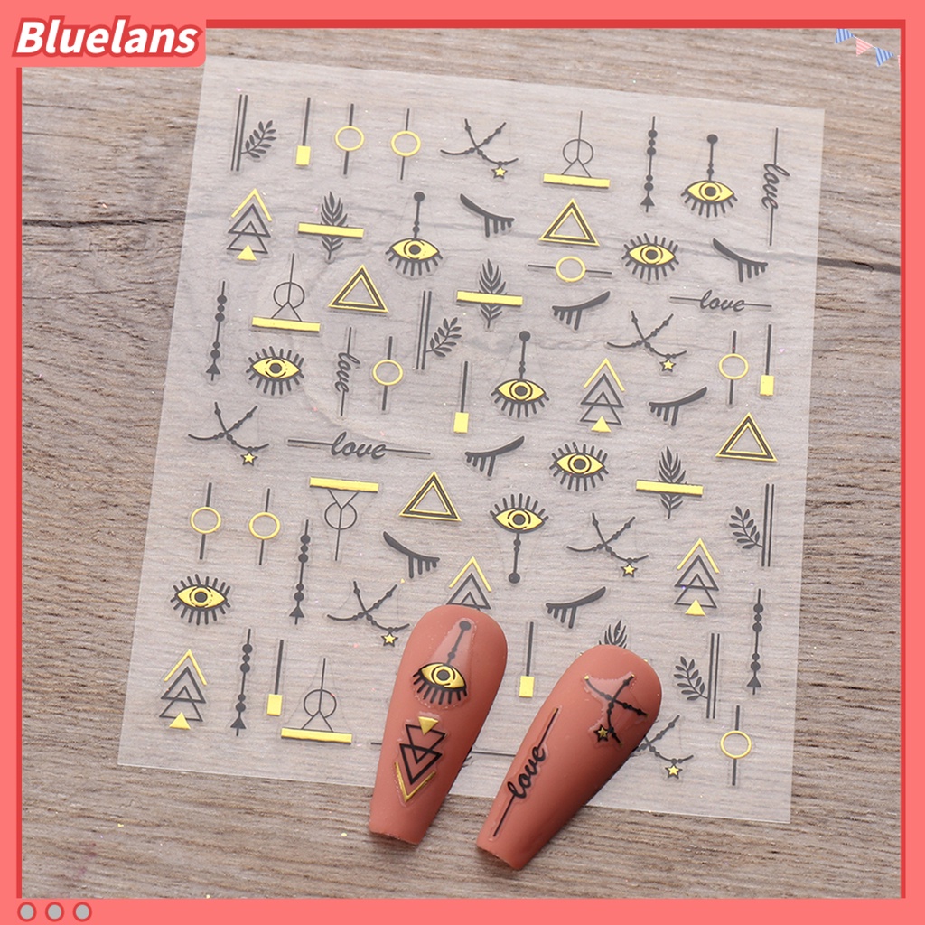 Bluelans Stiker Kuku Motif Hati / Bintang / Bulan Untuk Dekorasi Nail Art / Manicure
