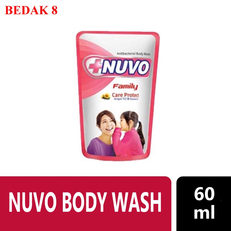 Nuvo Sabun Mandi Cair Anti Bakterial Pouch 60 ml/ Nuvo Body Wash Refil 60 ml