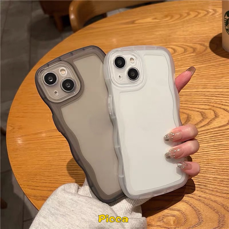 Soft Case TPU Bening Shockproof Frame Gelombang Untuk iPhone 11 14 Plus XR 6 8 6s 7 Plus 14 13 11 12 Pro Max X XS Max SE 2020