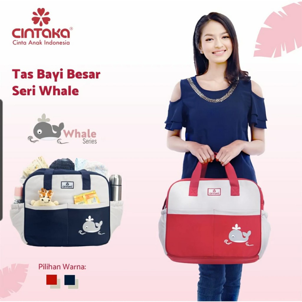 CINTAKA Tas Perlengkapan Bayi Besar, Medium &amp; Kecil Saku Print Seal &amp; Whale Series