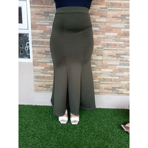 3A Fashion - Rok Duyung High Waist Scuba Premium Pinggang Full Karet