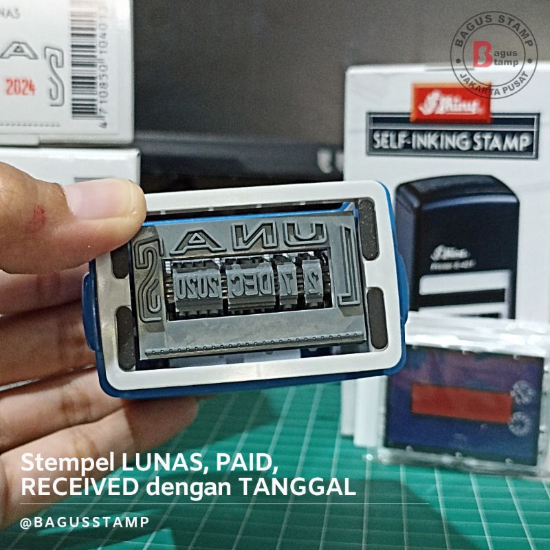 

Stempel PAID, LUNAS, RECEIVED dengan Tanggal Shiny S401 S402 S401D S-401, S-401D, S-402