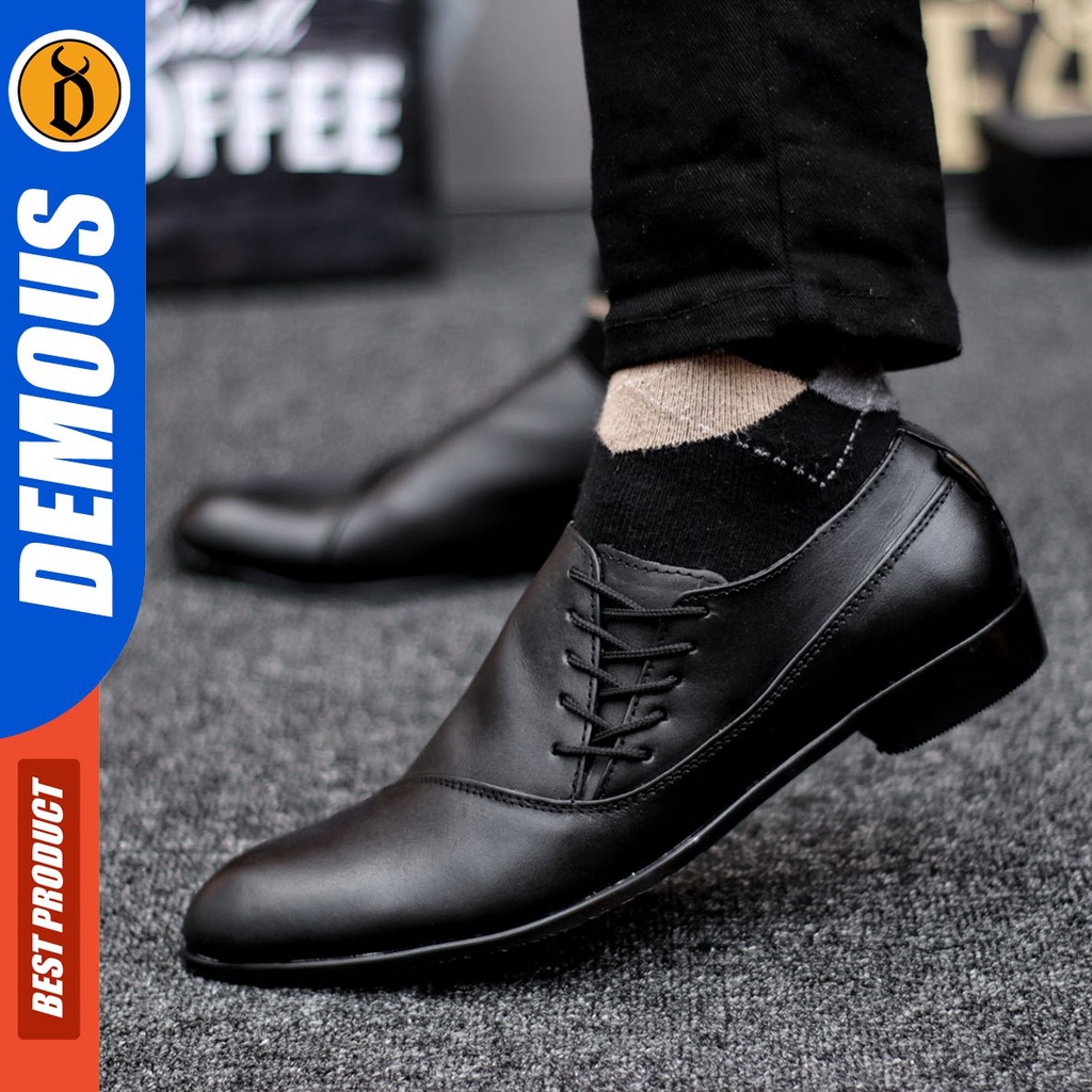 DEMOUS Rempel - Sepatu Formal Pantopel Hitam Kulit Asli Kerja Pria