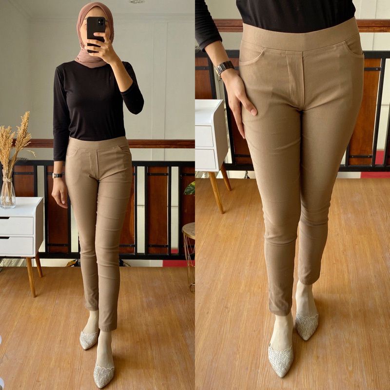 ELISABETH PANTS - CELANA LEGGING WANITA BAHAN COMBED DIAMOND TEBAL MELAR