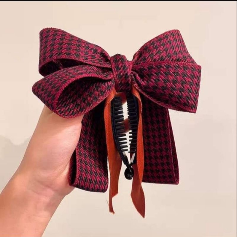 jepitan rambut pisang jepit rambut Korean pita kotak kotak cantik