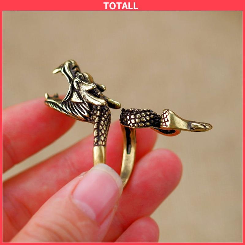 COD Cincin Naga Pria Keren Emas Creative Retro Style Dragon Design Ring Holder For Gift-Totall