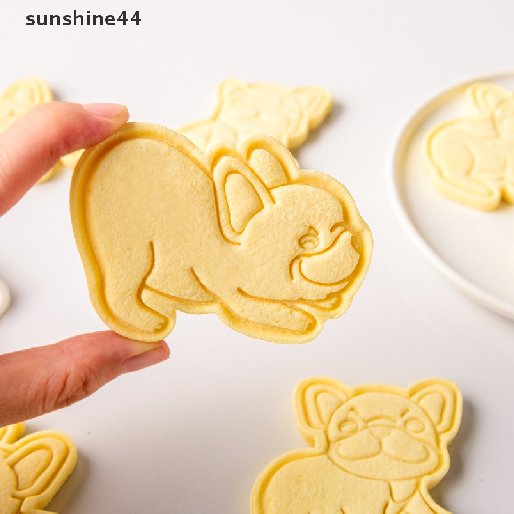 Sunshine Cetakan Cutter Bentuk Anjing French Bulldog 3D DIY Untuk Biskuit / Kue Natal