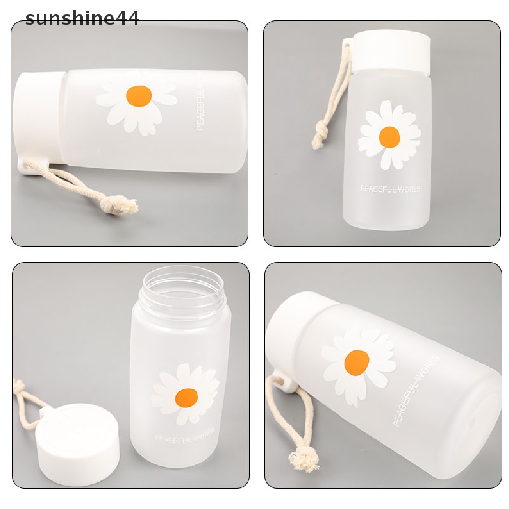 Sunshine Botol Minum Plastik Transparan 500Ml Motif Bunga Daisy Untuk Travel