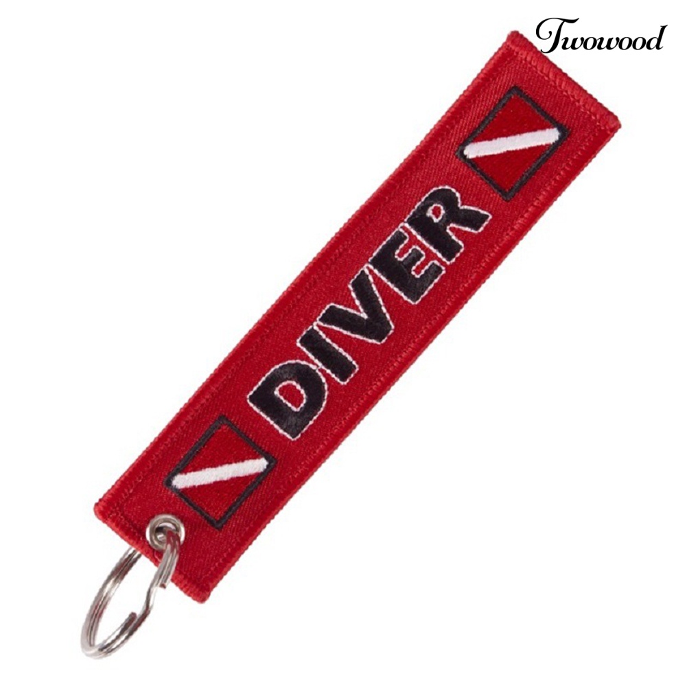 Twowood Gantungan Kunci Motif Tulisan CAUTION DIVER