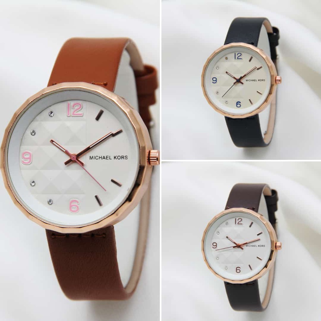 BEST SELLER JAM TANGAN WANITA MICHAEL KORS A25 TALI KULIT BODY BULAT DM 3.8CM FREE BOX &amp; BATERAI || JAM TANGAN FASHION WANITA JAM TANGAN CEWEK MURAH