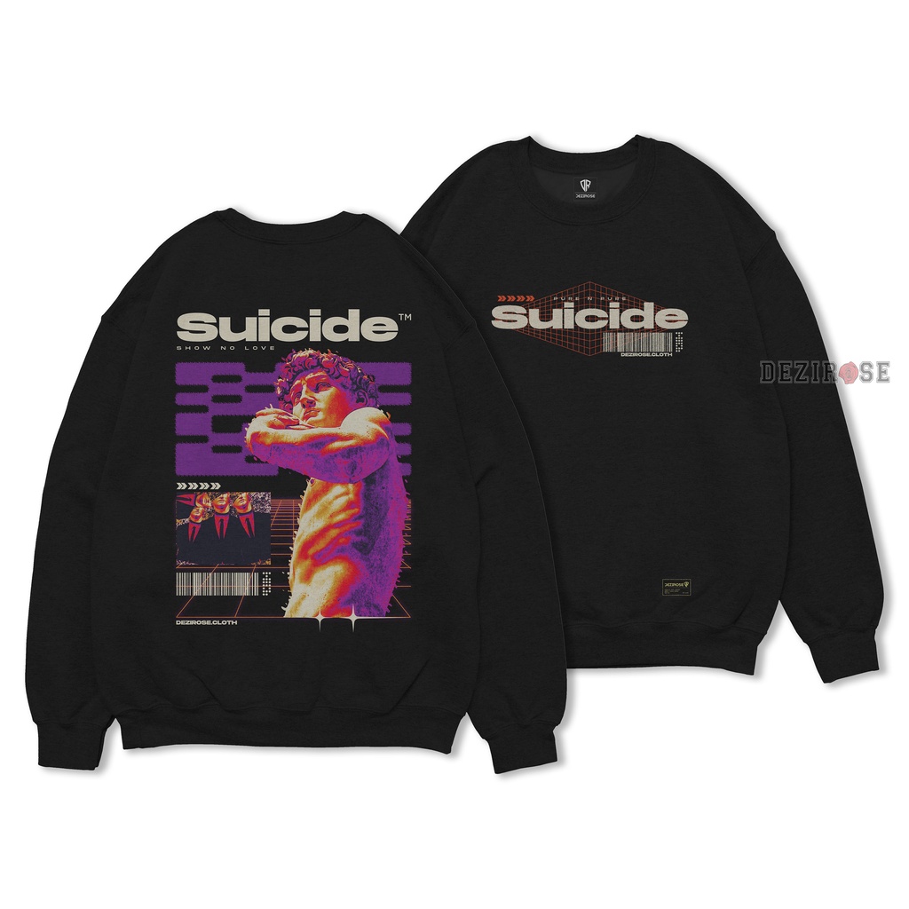 Crewneck Pria Suicide Sweater Switer Cowok Distro Tebal Premium Size M L XL XXL DEZIROSE Terbaru