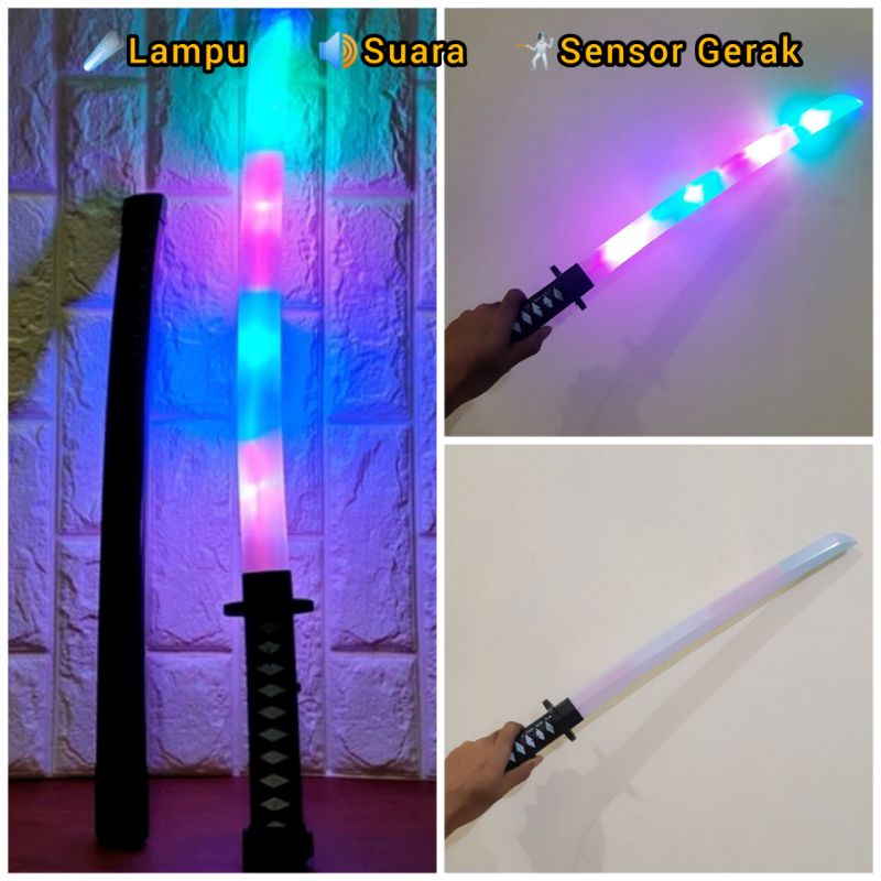 Mainan Pedang Ultraman Nyala Lampu LED Bunyi Suara Sensor Gerak - Pedangan Ninja Naruto Sasuke Anak 