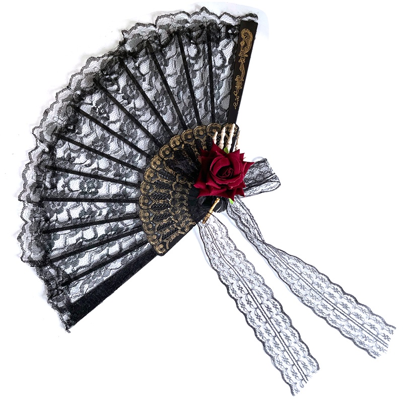 Kipas Tangan Renda Gaya Gothic Victorian Lace Hand Fan Gothic Style 8579