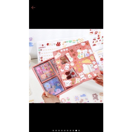 

[1pcs] Sticker Box Bear / Stiker Box Beruang 80x80mm cocok untuk Journaling, Scrapbook, dan trmpat minum