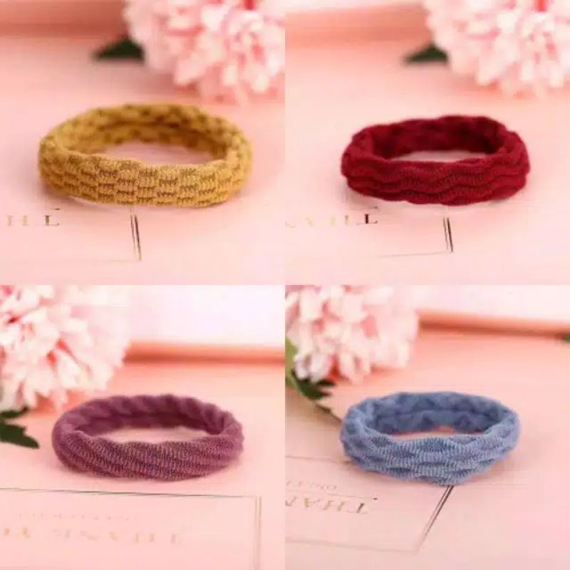 IKAT RAMBUT ELASTIS/ KARET FASHION WANITA IMPORT FREE TOPLES/12 PCS IKAT RAMBUT DONAT TABUNG MIX