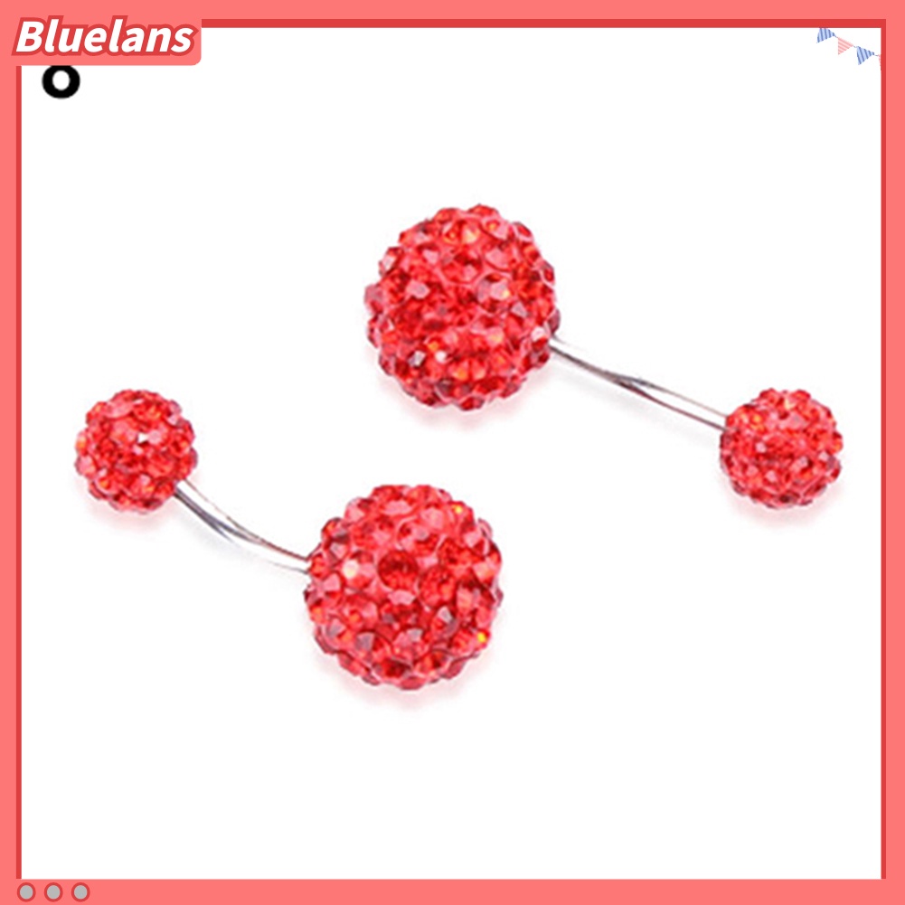 Bluelans Women Fashion Rhinestone Balls Navel Button Barbell Body Piercing Belly Ring