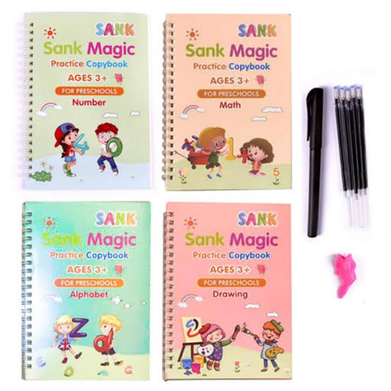 

magic sank book 1 set/sank magic book/4buku kecil/buku latihan menulis anak TK/buku ajaib/buku sank magic