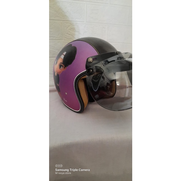 PROMO HELM BOGO - HELM BOGO DEWASA MOTIF BTS JIN BARU - HELM BTS JIN WARNA UNGU - HELM RETRO BOGO SU