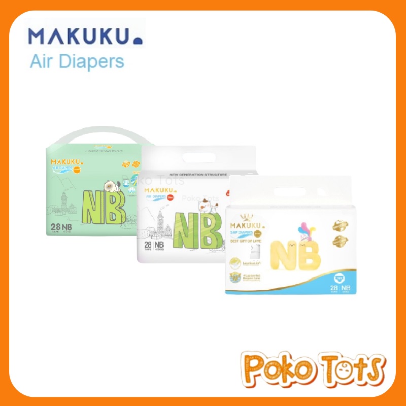 Makuku Air Diapers Tape Pro Care Slim NB28 Popok Bayi Perekat Anti Gumpal Newborn Baby Diaper NB Isi 28 pcs