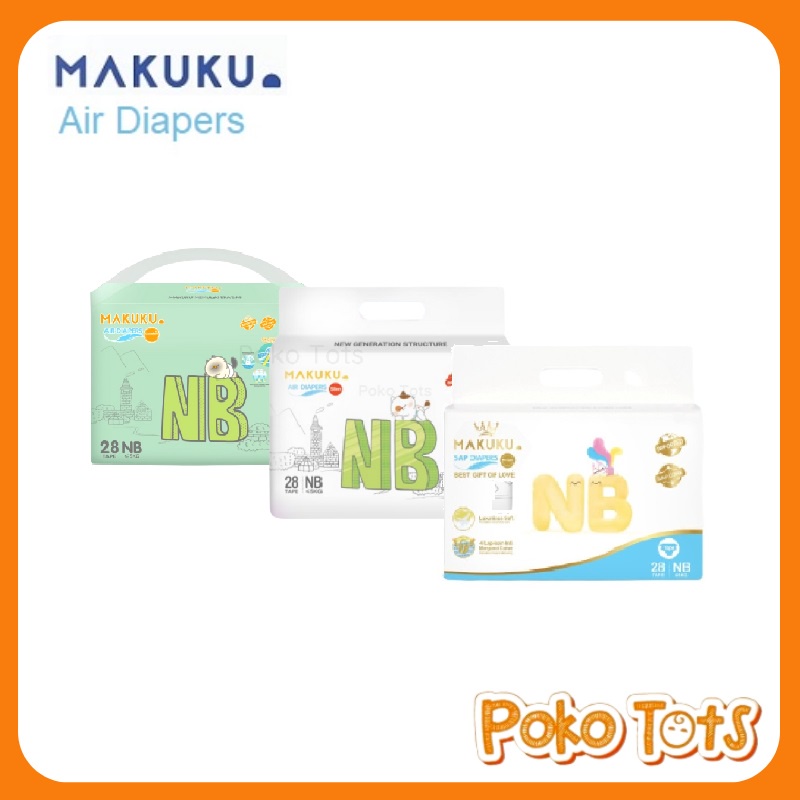 Makuku Air Diapers Tape Pro Care Slim NB28 Popok Bayi Perekat Anti Gumpal Newborn Baby Diaper NB Isi 28 pcs