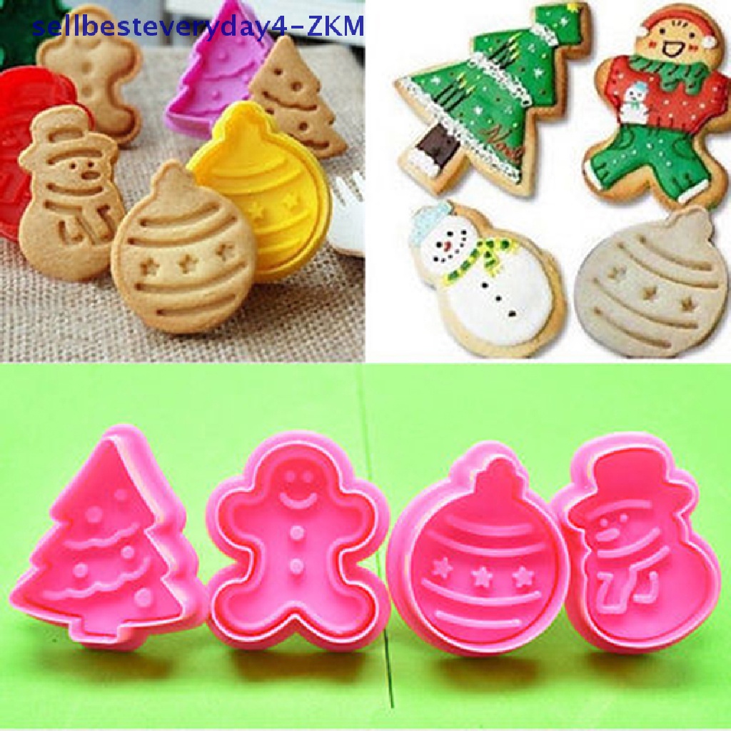 4 Pcs Cetakan Kue / Biskuit / Fondant Motif Natal