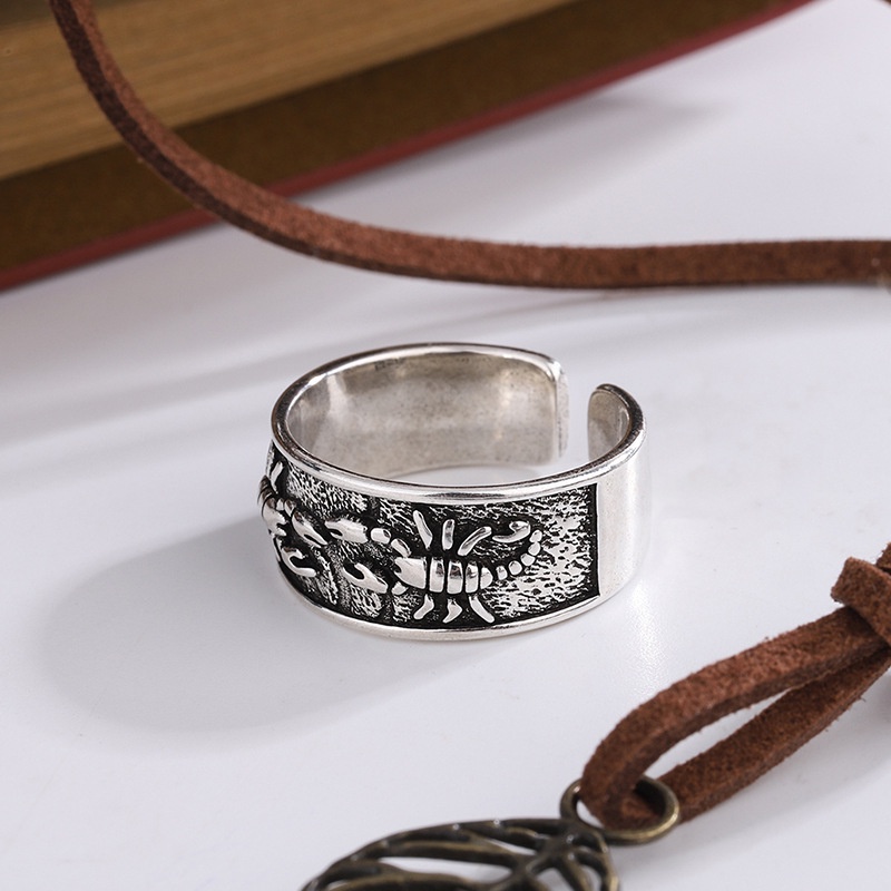 Cincin Model Terbuka Desain Kalajengking Scorpion Gaya Retro Hip-Hop Eropa Amerika Untuk Pria Dan Wanita