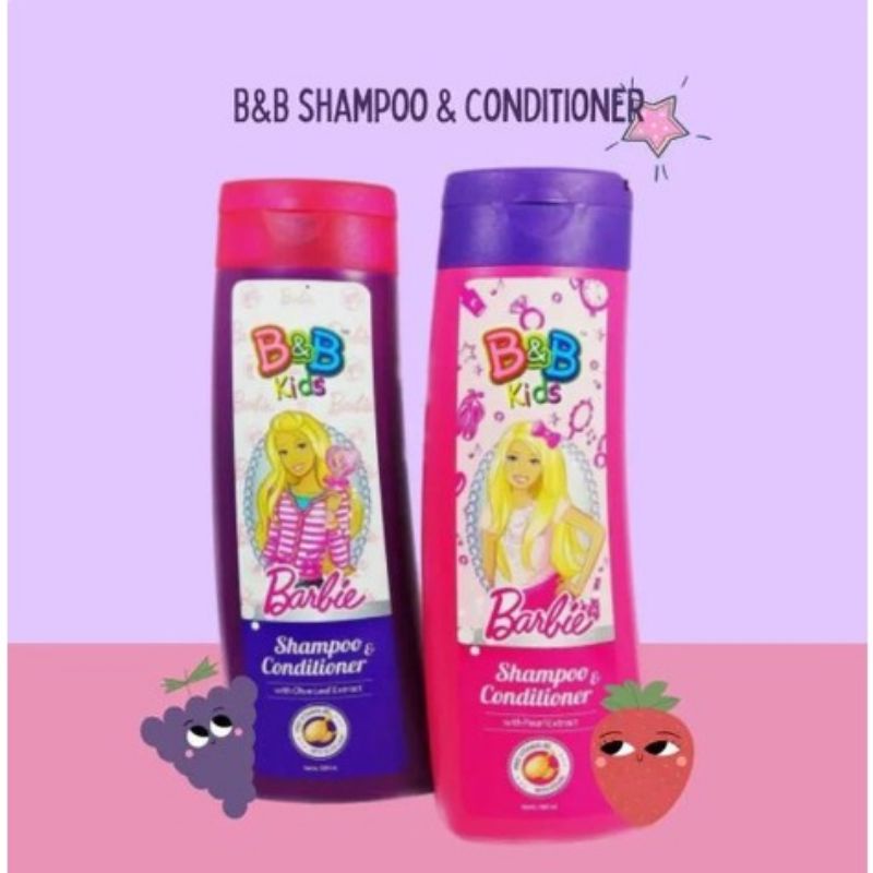 B&amp;B Kids Barbie Shampoo &amp; Conditioner Olive Leaf Extract Barbie Purple 180mL