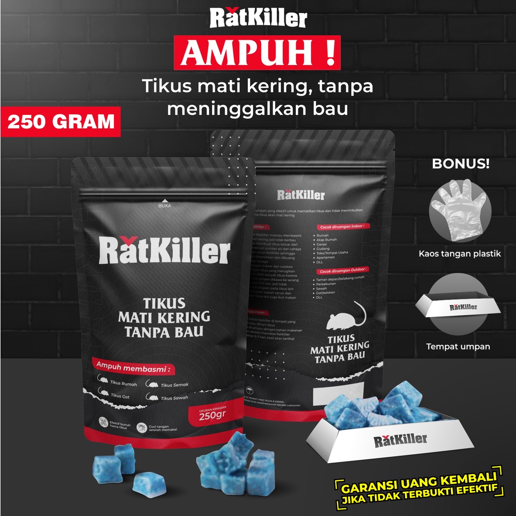 RatKiller Racun Tikus Mati Kering Tanpa Bau / Umpan Pembasmi Tikus 250 Gram