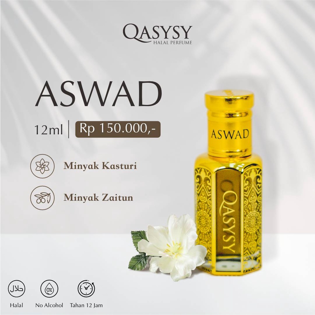 Qasysy Parfum ASWAD - Kasturi Premium Minyak Wangi HALAL MUI dan BPOM