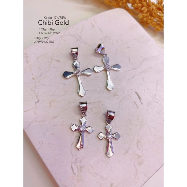 CHIBIGOLD - Liontin emas  salib putih  #chibi