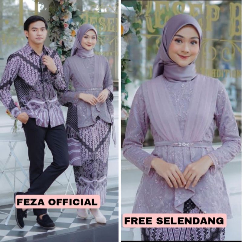 (ADA JUMBO) Couple Kebaya Modern Baju Wisuda Tunangan Lamaran Terbaru Baju Batik Kebaya Brukat AVENA Couple Kondangan Terbaru 2023