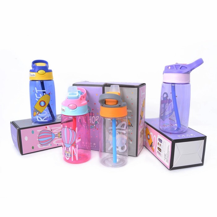 Botol Air Minum Anak Sedotan Motif Lucu Karakter 480ml/ botol minum