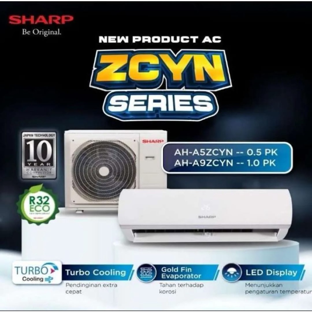 AC SHARP AH-A 05ZCYN 1/2 PK R32 INDOOR+OUTDOOR UNIT ONLY GARANSI RESMI