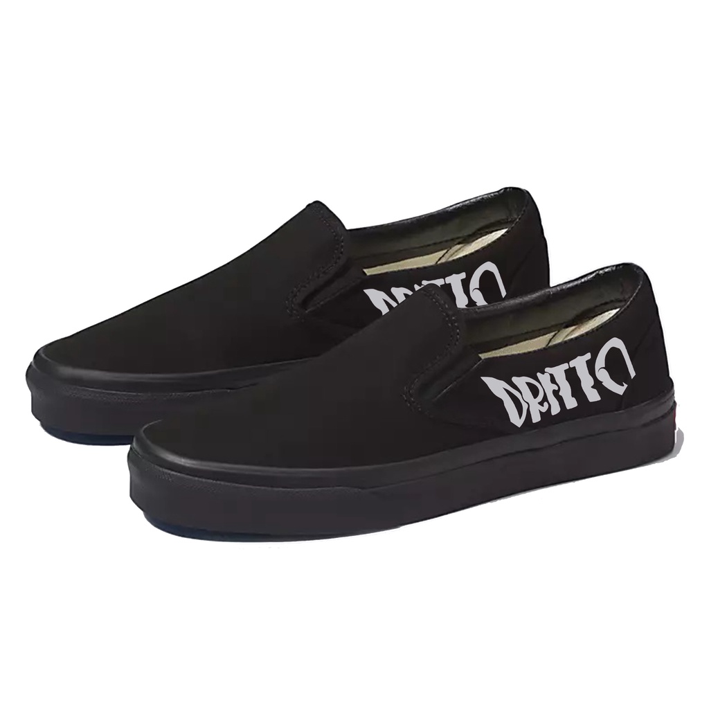 Dritto Slip on - Sepatu Slip On &quot;Fukyo&quot; - Full Black