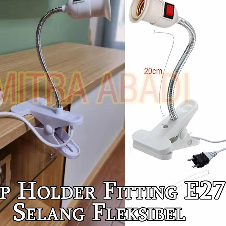 ✨TERBARU✨ Clamp Holder Fitting E27 / Holder Lampu E27 Kabel Fleksibel + Switch serbuuu 