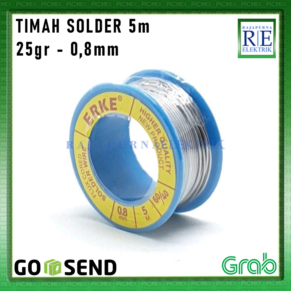 Timah Solder ERKE/SINSEKI Solder Core Wire 5M Meter 25gr 0,8mm (60/40)