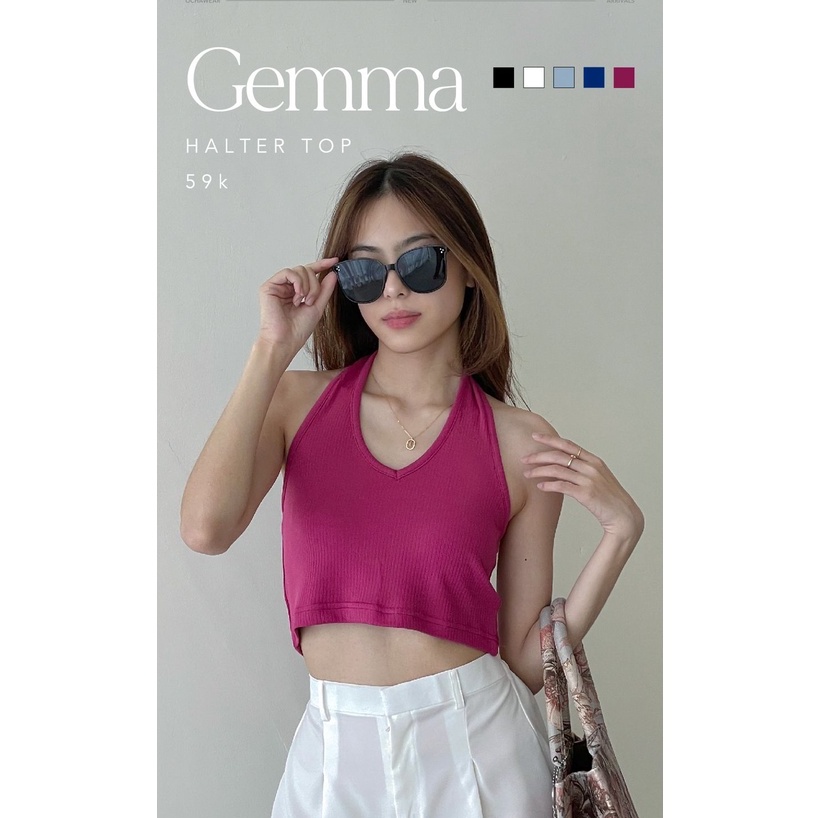 Gemma Halter Crop Top —— Ocha Wear | Two toned Knit Tanktop | Atasan Wanita Murah Berkualitas | Trendy Summer Camisole