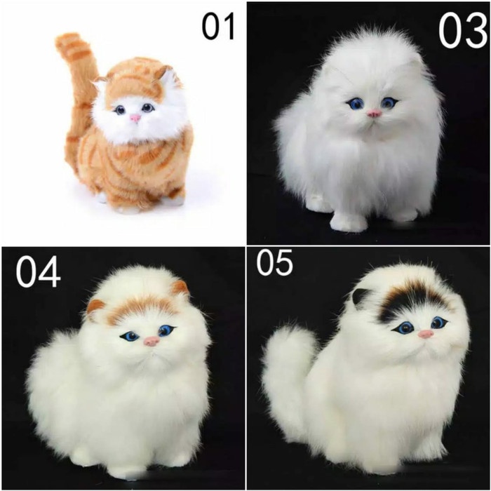 Boneka Kucing Simulasi 3D Mirip Seperti Kucing Asli Bersuara Meong
