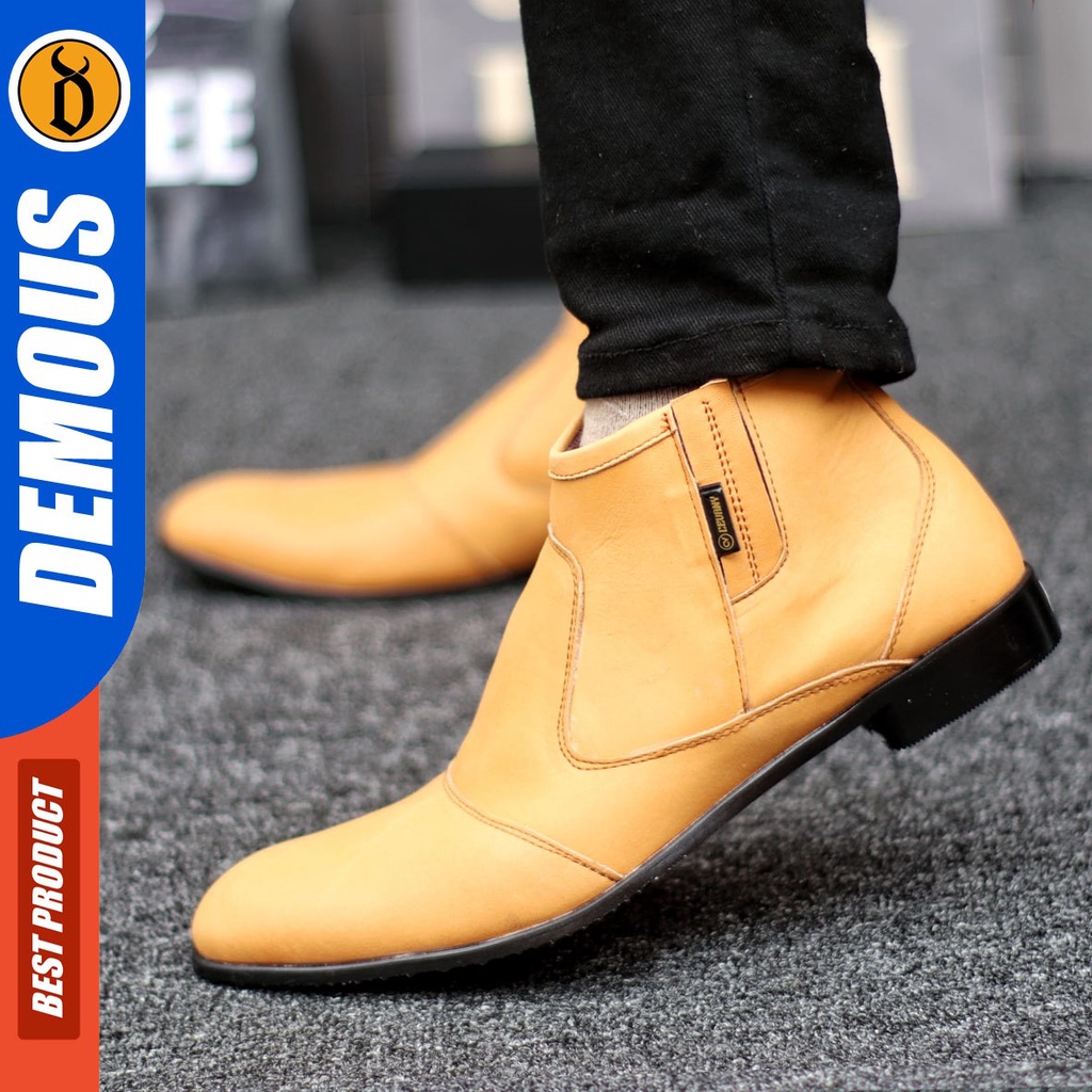 DEMOUS Fox - Sepatu Boots Pantofel Formal Kulit Asli Kerja Pria