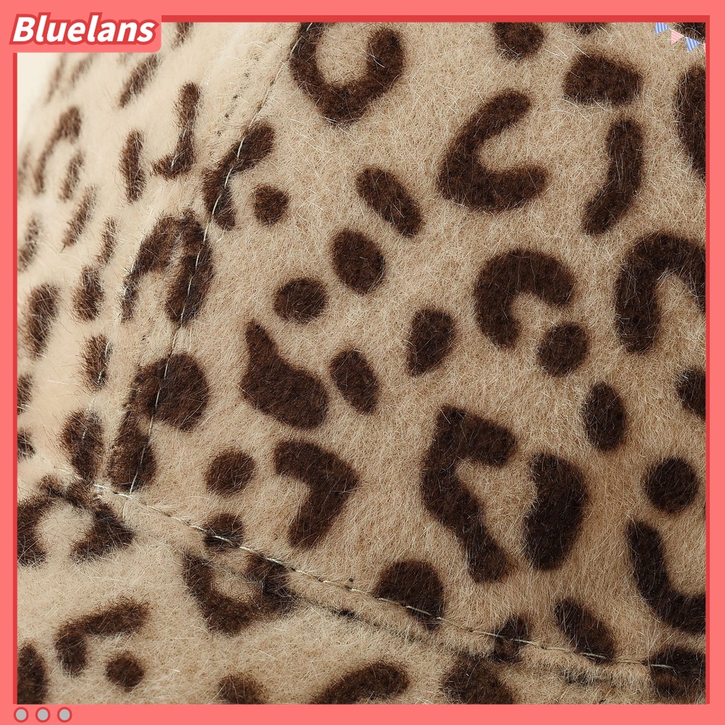 Bluelans Topi Baseball Bahan Plush Motif Print Leopard Untuk Musim Dingin