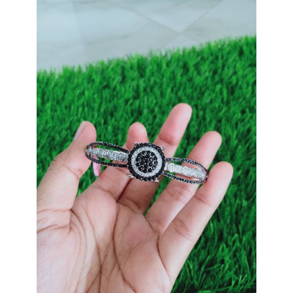 Gelang bangle di*r mt hitam kombi mp / gelang perak asli silver 925 lapis emas/ gelang fashion wanita terbaru