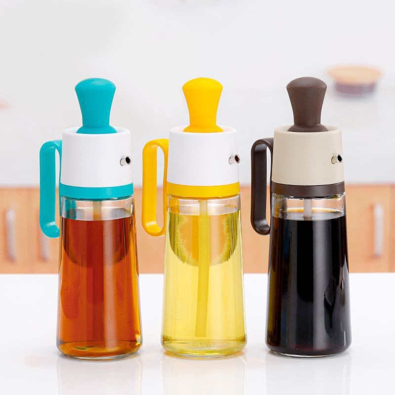 Botol Minyak 2 IN 1 Gelas Kaca | Oil Bottle | Botol Minyak dan Saus Langsung Oles dan Tuang | Botol Minyak High Quality 2 IN 1