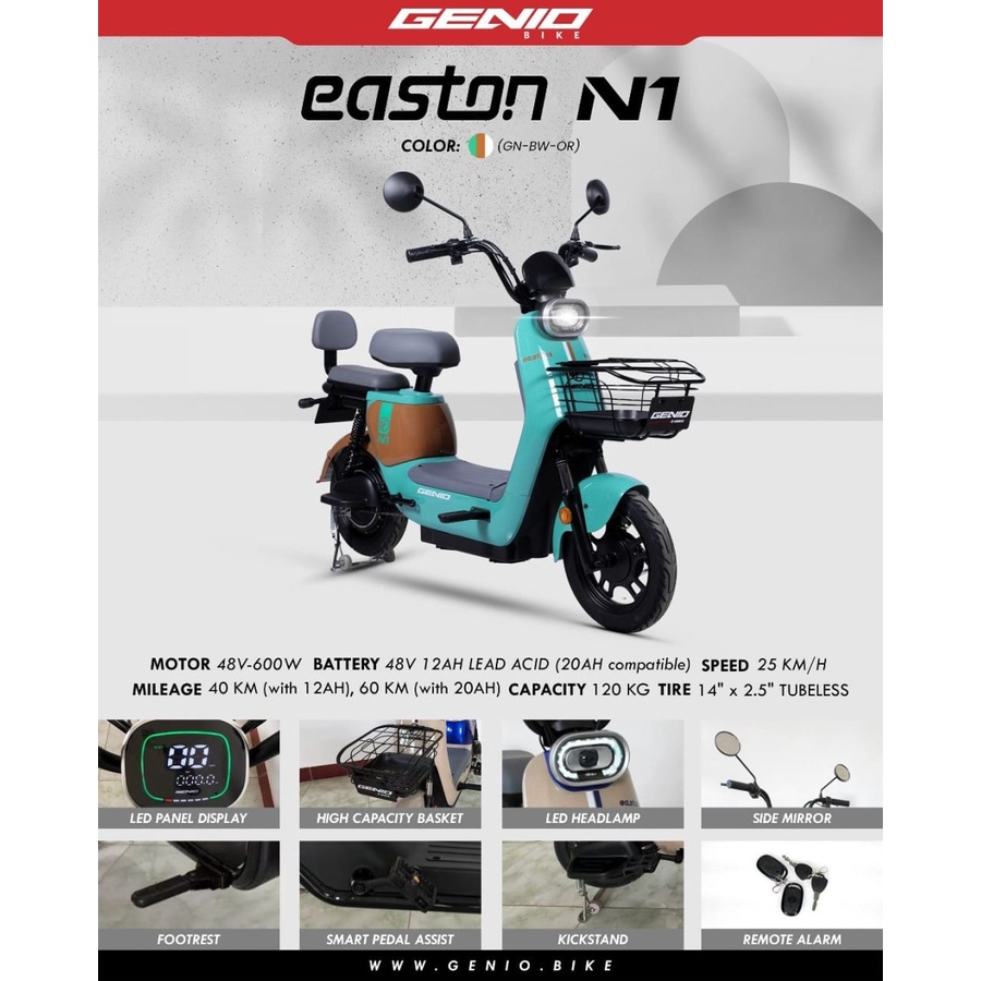 Sepeda Listrik Genio Easton N1 (Ongkir Nego)