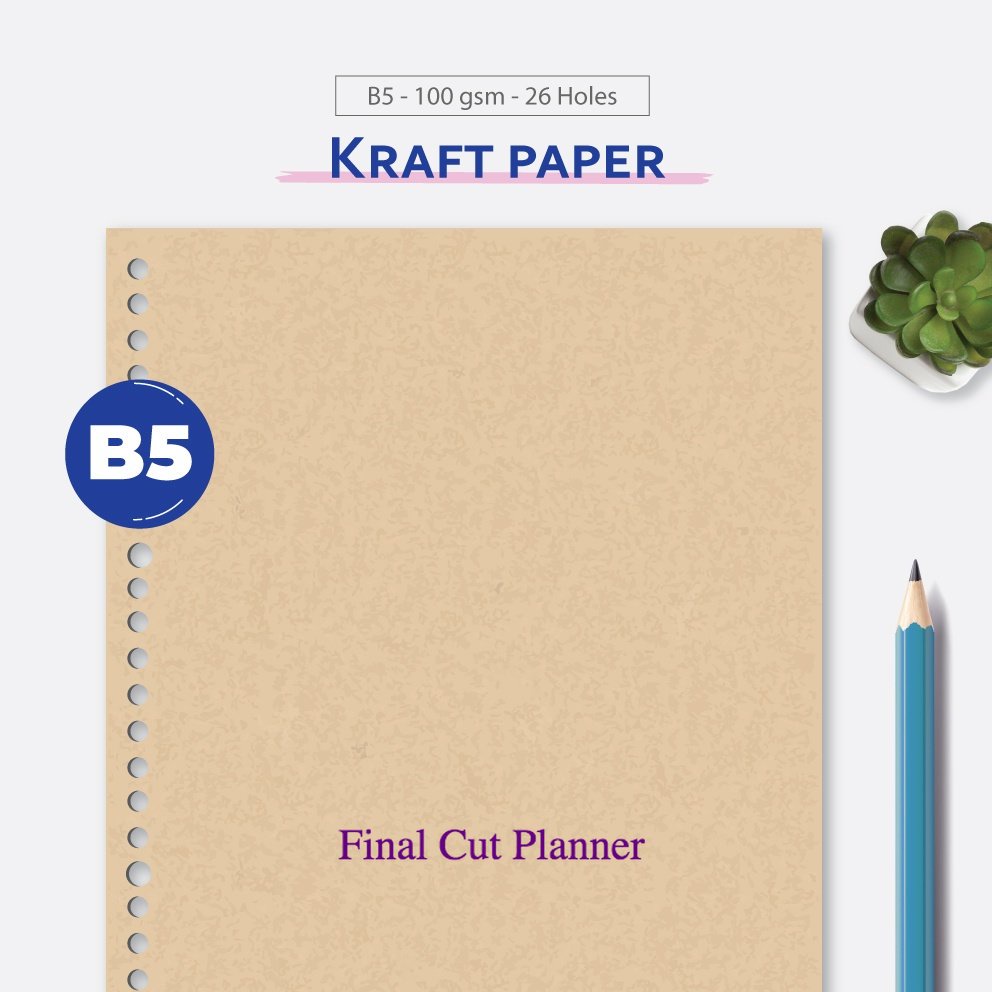 

Loose Leaf B5 #KRAFT - 26 Holes Kertas Binder .